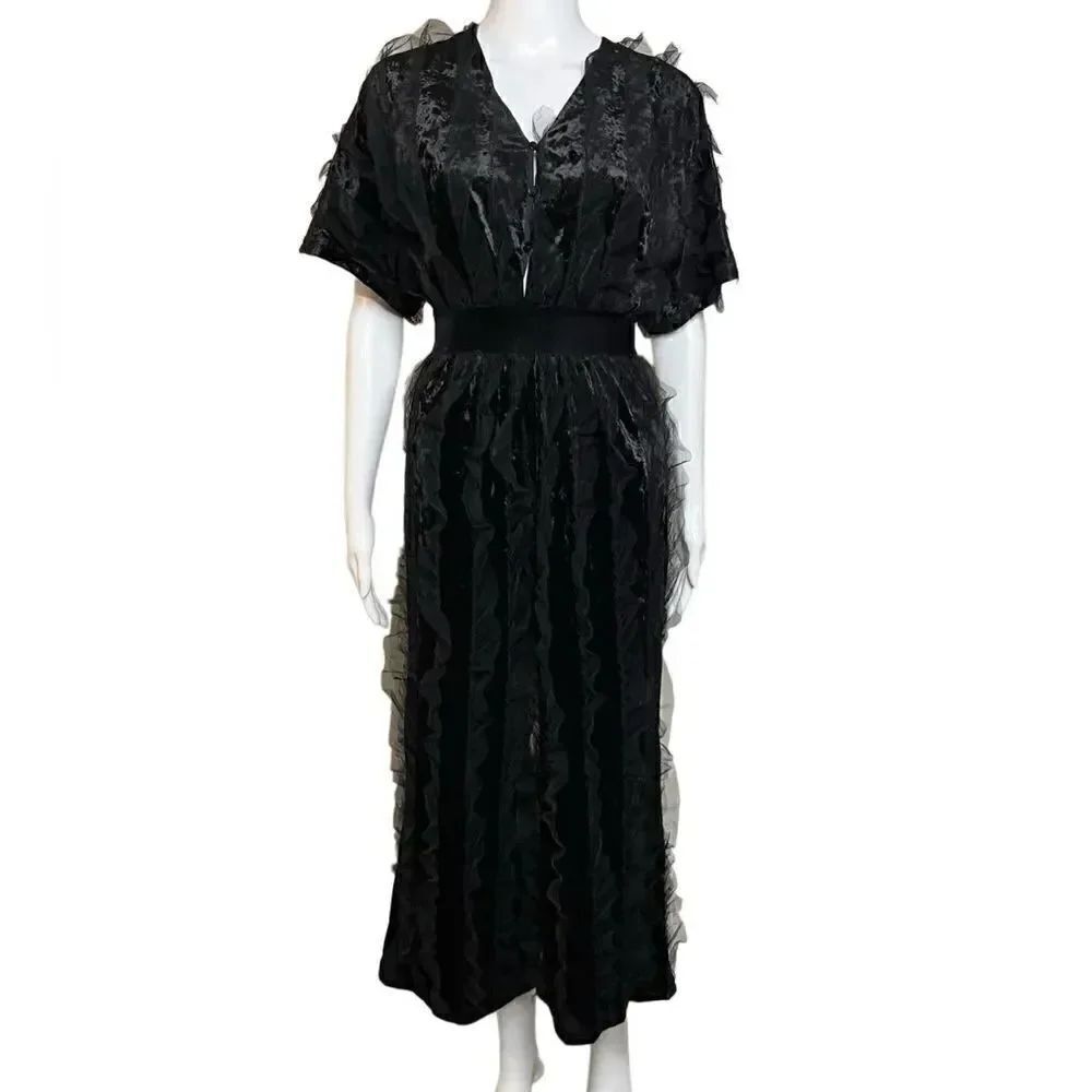 Anthropologie Moon River Velvet & Tulle Jumpsuit Black Size XS